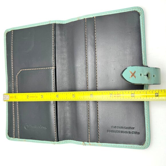 Franklin Covey Full-Grain Leather Planner Cover 7 X 4.25 Turquoise Strap Vtg - Picture 4 of 16